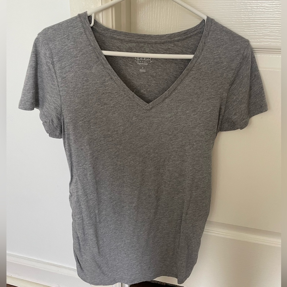 Gray V-Neck Women's Top